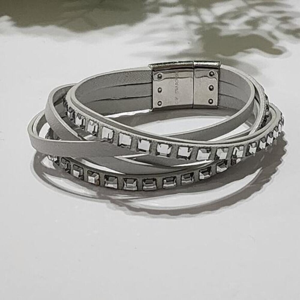 Swarovski crystal multi strand jeweled magnetic bracelet
